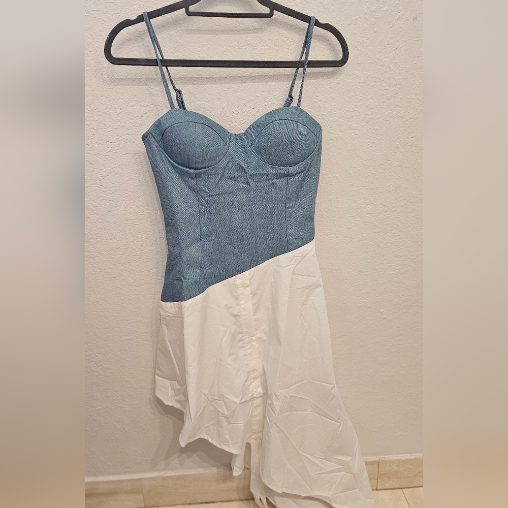 Stylish Blue and White Women's Dress - Picture 2 of 3